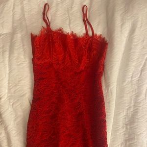 Majorelle red lace dress